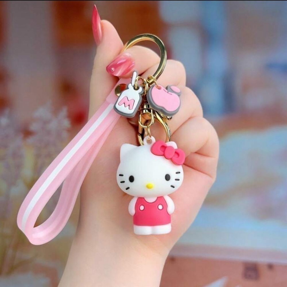 Hello Kitty Sanrio Charm Keychain Pink White NWT Size OS